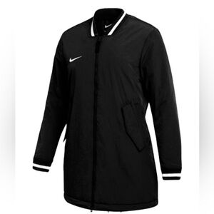 Nike Long Black Bomber Jacket with Contrast White Trim